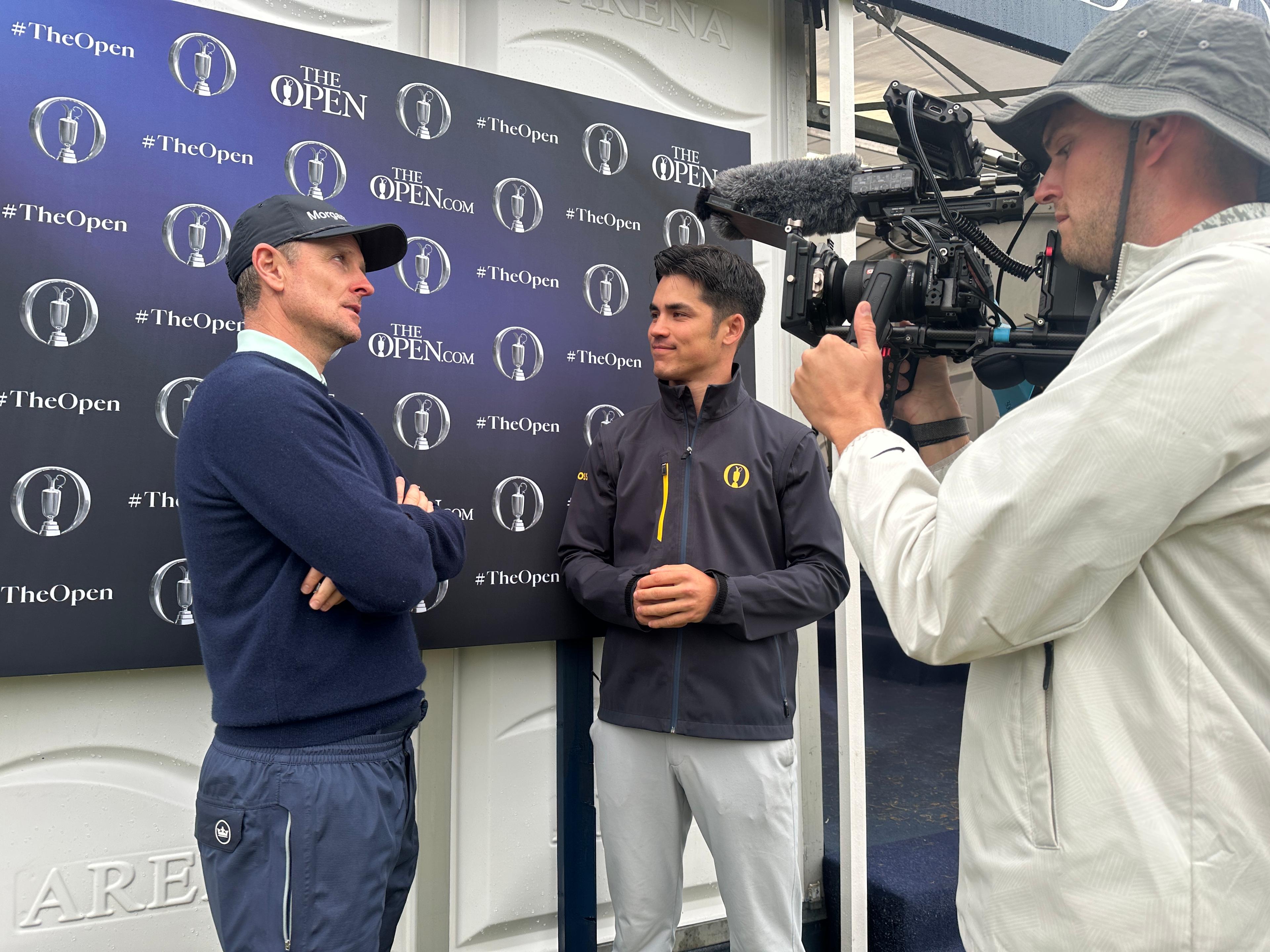 Louis interviewing at The Open with camera crew